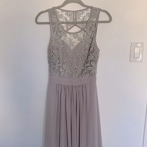 Gray Bridesmaid Dress w Lace Detail